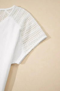 Lace Crochet Textured Button Back V Neck T Shirt - Update AvenueT-ShirtsTrendsi100100831715357100100831715357dfdaa508 - f3e6 - 4023 - 9879 - eb85513067be - Max - OriginWhite