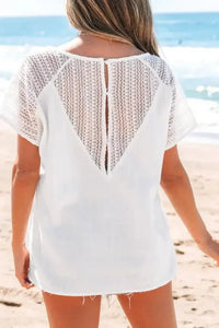 Lace Crochet Textured Button Back V Neck T Shirt - Update AvenueT-ShirtsTrendsi100100831715357100100831715357994e812d - cd34 - 4479 - bdb8 - ba101753c4d8 - Max - OriginWhite