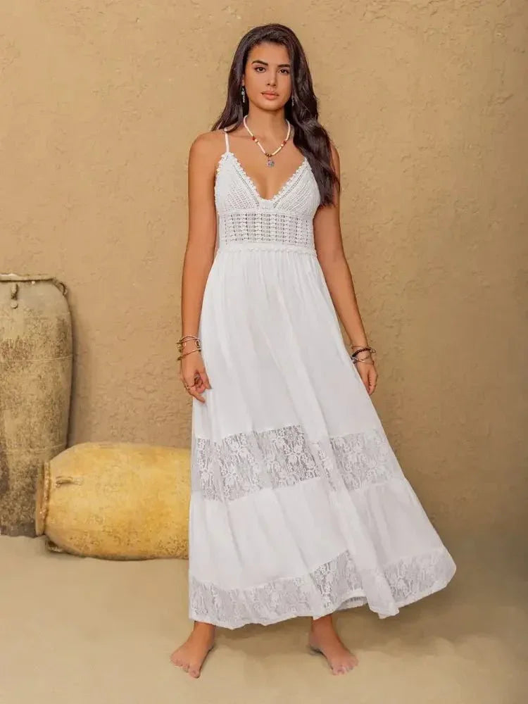 Lace Detail Crochet Tiered Maxi Cami Dress - Update AvenueFestival VibesTrendsi1001004389014691001004389014699eeec7fa - 2ed7 - 4a9a - aaf7 - 3de6469509d6 - MaxWhite