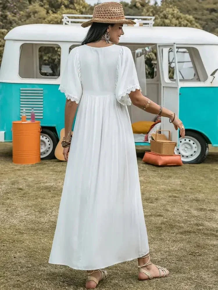 Lace Detail Eyelet V - Neck Half Sleeve Dress - Update AvenueBoho VibesTrendsi100100669581258100100669581258a793d57f - e04f - 439e - 8692 - abea3ae233c2 - MaxWhite