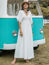 Lace Detail Eyelet V - Neck Half Sleeve Dress - Update AvenueBoho VibesTrendsi1001006695812581001006695812580ff49d75 - 67ea - 433a - 855c - e640bcac44ba - MaxWhite