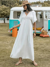 Lace Detail Eyelet V - Neck Half Sleeve Dress - Update AvenueBoho VibesTrendsi100100669581258100100669581258a12c40d3 - 52fd - 497d - 89c0 - df7642b2db42 - MaxWhite