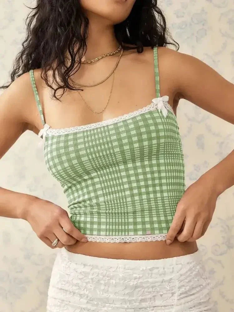 Lace Detail Plaid Square Neck Cami - Update AvenueFestival VibesTrendsi1001004904896671001004904896679f0077d2 - 5b66 - 4682 - a1b6 - f452539652db - MaxGum Leaf