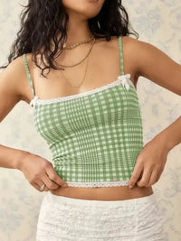 Lace Detail Plaid Square Neck Cami - Update AvenueFestival VibesTrendsi1001004904896671001004904896679f0077d2 - 5b66 - 4682 - a1b6 - f452539652db - MaxGum Leaf