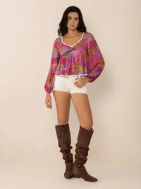 Lace Detail Printed Balloon Sleeve Top - Update AvenueT-ShirtsTrendsi100100238951142100100238951142ab7969cc - ae19 - 45d3 - 895b - 022cb0472014 - Max - OriginFuchsia Pink