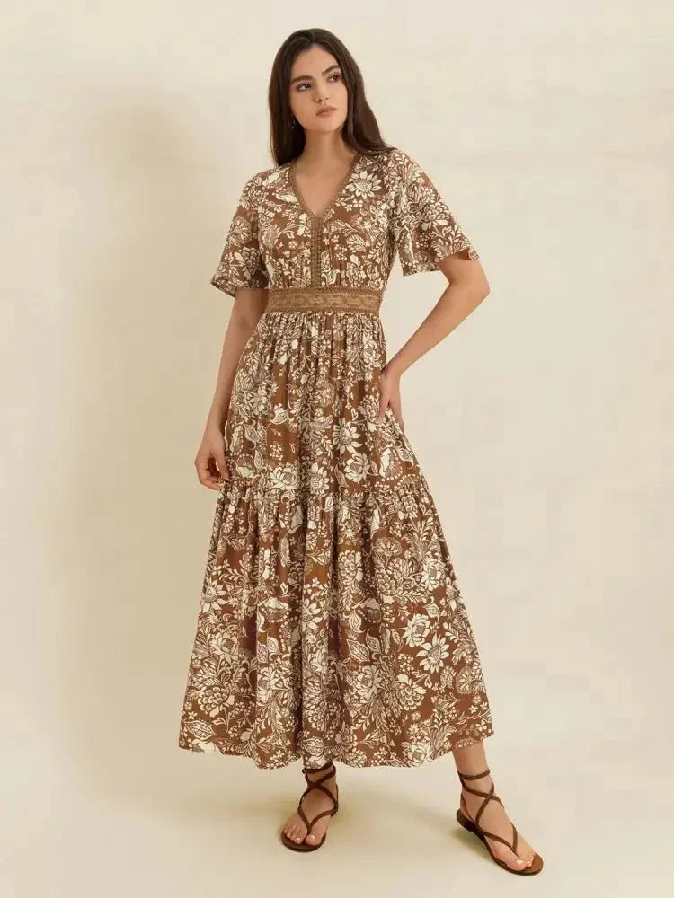 Lace Detail Printed Short Sleeve Midi Dress - Update AvenueBoho VibesTrendsi100100075271824100100075271824f2709c32 - 198e - 48fd - b3e1 - 8d70999e90d6 - Max - OriginCamel