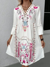 Lace Detail Printed Three - Quarter Sleeve Dress - Update AvenueVacation StyleTrendsi1001005686813281001005686813288c05170a - 5044 - 416e - 851a - ecdcd19d2d0e - MaxDeep Rose