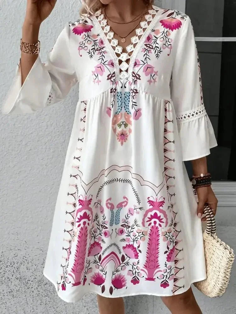 Lace Detail Printed Three - Quarter Sleeve Dress - Update AvenueVacation StyleTrendsi100100568681328100100568681328351dcf2f - e65e - 414b - b944 - c5c0b1402041 - MaxDeep Rose