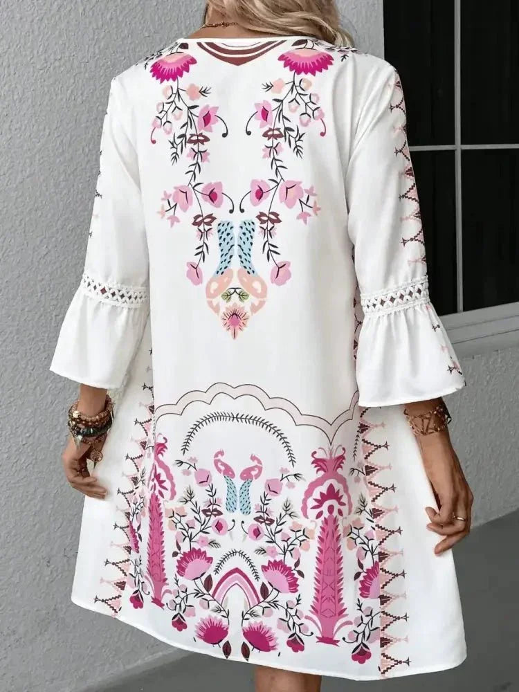 Lace Detail Printed Three - Quarter Sleeve Dress - Update AvenueVacation StyleTrendsi1001005686813281001005686813287b570636 - 3041 - 41f4 - b377 - 729363406460 - MaxDeep Rose