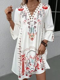 Lace Detail Printed Three - Quarter Sleeve Dress - Update AvenueVacation StyleTrendsi100100568681725100100568681725c1564446 - b9cd - 43d9 - 8bf4 - 4b3b62339277 - MaxDeep Red