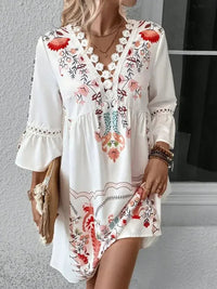 Lace Detail Printed Three - Quarter Sleeve Dress - Update AvenueVacation StyleTrendsi100100568681725100100568681725ce28c2ee - 4318 - 48cc - 9fc0 - 6936938ada43 - MaxDeep Red