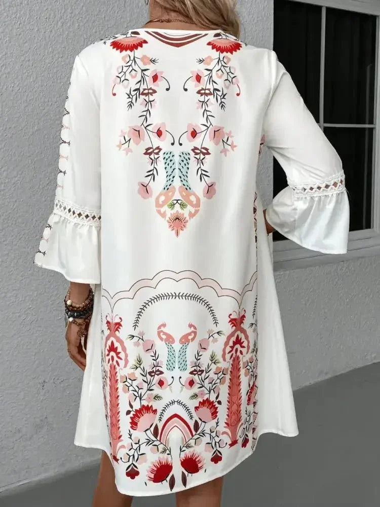 Lace Detail Printed Three - Quarter Sleeve Dress - Update AvenueVacation StyleTrendsi10010056868172510010056868172505bb425c - a3de - 47a9 - a181 - 0f1aca7540aa - MaxDeep Red