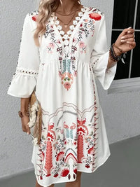 Lace Detail Printed Three - Quarter Sleeve Dress - Update AvenueVacation StyleTrendsi1001005686817251001005686817257d3b7eb8 - 509f - 4373 - a22f - ee5e6d05cbac - MaxDeep Red