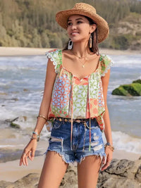 Lace Detail Printed Tie Neck Cap Sleeve Blouse - Update AvenueBoho VibesTrendsi100100189381506100100189381506860f514c - caff - 477d - 9957 - 18968beaddf9 - Max - OriginMulticolor