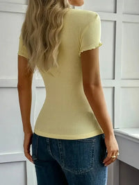 Lace Detail Short Sleeve T-Shirt - Update AvenueT-ShirtsTrendsi10010063364643010010063364643087822a899ce1447b8f4074e082e22ade - Max - OriginPastel Yellow