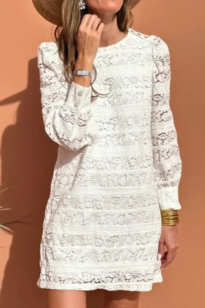 Lace Long Sleeve Mini Dress