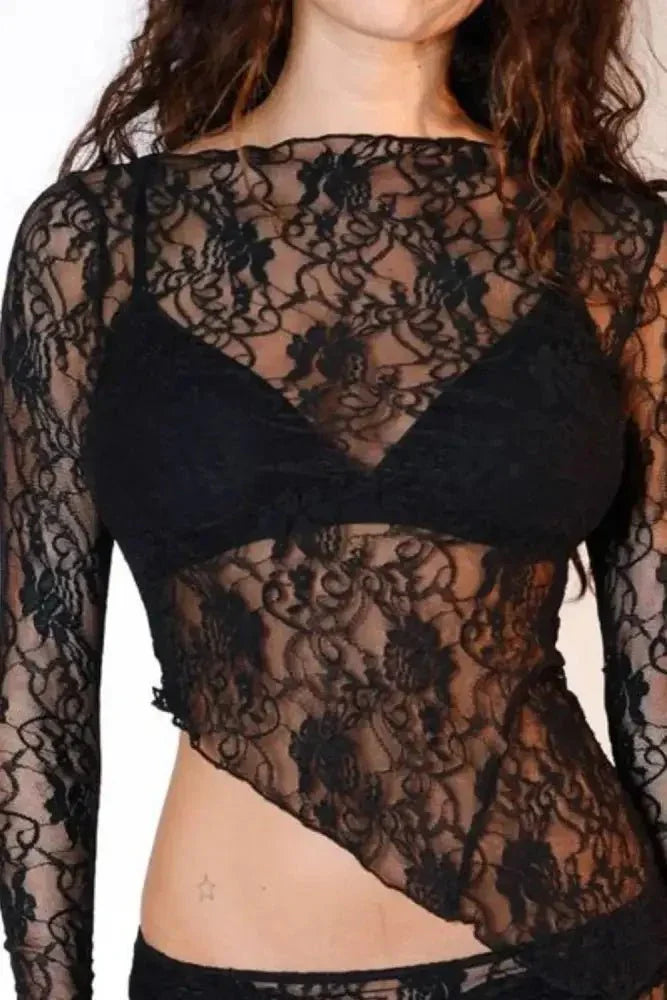 Lace Long Sleeve Sheer Crop Top - Update AvenueT-ShirtsTrendsi100100846444958100100846444958c10e2798 - a1d4 - 49ff - 82f6 - 597f27783648 - Max - OriginBlack