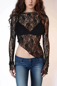 Lace Long Sleeve Sheer Crop Top - Update AvenueT-ShirtsTrendsi10010084644495810010084644495848aa8a80 - 209d - 4395 - 8afe - 5819984b107f - Max - OriginBlack
