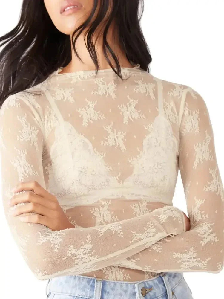 Lace Mock Neck Long Sleeve Blouse - Update AvenueTrendsi100100084117833100100084117833a2817acd - 7ff8 - 4a31 - b75f - 97eb0ba51bad - MaxWhite