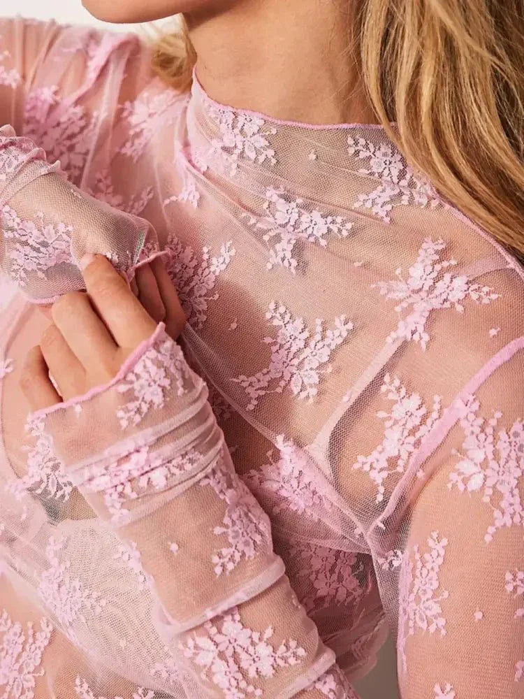 Lace Mock Neck Long Sleeve Blouse - Update AvenueTrendsi100100084118326100100084118326c7ec6708 - 7a5b - 41a0 - a8e9 - f80e0ace3e83 - MaxBlush Pink