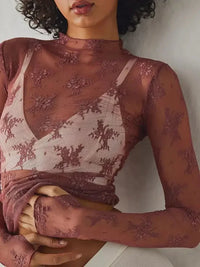 Lace Mock Neck Long Sleeve Blouse - Update AvenueTrendsi10010008411972410010008411972401ab1b96 - 9fc3 - 4df9 - 8e5e - d10fcdd35fd6 - MaxDark Brown