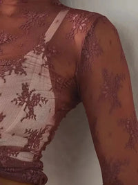 Lace Mock Neck Long Sleeve Blouse - Update AvenueTrendsi10010008411972410010008411972402b494e4 - 1fba - 47c1 - bd84 - 781c48c21be2 - MaxDark Brown