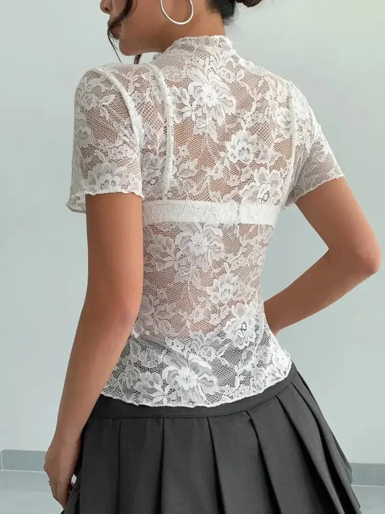 Lace Mock Neck Short Sleeve Top - Update AvenueT-ShirtsTrendsi1001000999927071001000999927078c47610b - bea2 - 4b2c - 9031 - 9dcd4543b010 - Max - OriginWhite