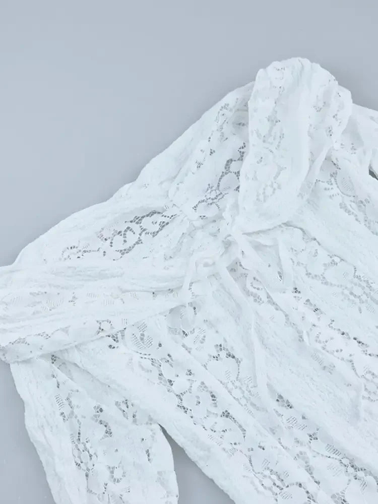Lace Off-Shoulder Flounce Sleeve Maxi Dress