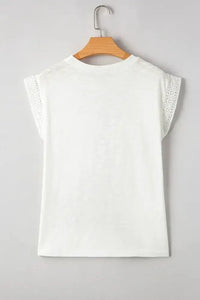 Lace Patchwork Cap Sleeve Round Neck T Shirt - Update AvenueT-ShirtsTrendsi1001001718601721001001718601726e3e4e75 - 8c74 - 4a31 - 8406 - 13d5e093d0c8 - Max - OriginWhite