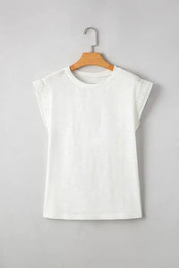 Lace Patchwork Cap Sleeve Round Neck T Shirt - Update AvenueT-ShirtsTrendsi1001001718601721001001718601723ebcdbfd - c9df - 4db7 - b6d6 - cdf98a4e61b1 - Max - OriginWhite