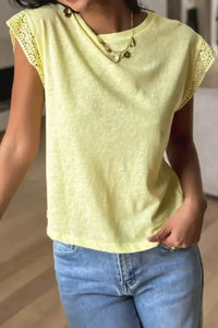 Lace Patchwork Cap Sleeve Round Neck T Shirt - Update AvenueT-ShirtsTrendsi10010017186113110010017186113171f9f42b - 8628 - 41b7 - 8d3e - f1553ac14c01 - Max - OriginLight Yellow