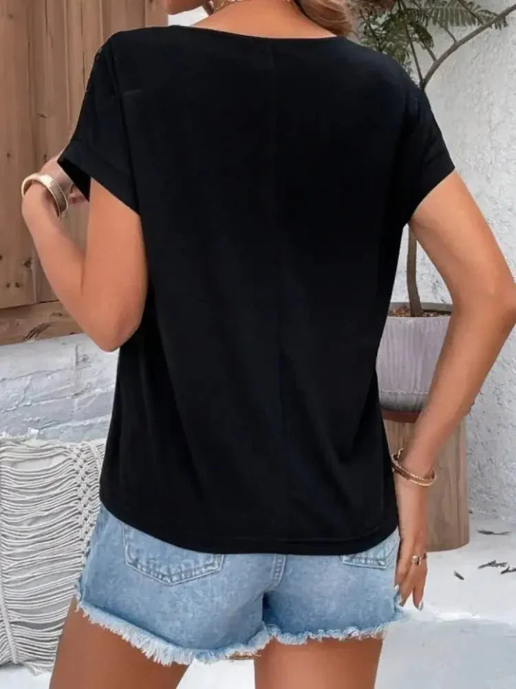 Lace Round Neck Short Sleeve T-Shirt - Update AvenueT-ShirtsTrendsi1001001423911211001001423911211f55e7b2 - 103d - 4564 - 8fbf - 679b48231c50 - Max - OriginBlack