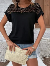 Lace Round Neck Short Sleeve T-Shirt - Update AvenueT-ShirtsTrendsi100100142391121100100142391121d7bcf4bb - 6c85 - 43ce - b9b6 - 0579061f1ded - Max - OriginBlack