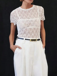 Lace Round Neck Short Sleeve Top - Update AvenueT-ShirtsTrendsi100100182001715100100182001715276983f0 - a618 - 4b8b - bf3e - e91cb9be5e3d - Max - OriginWhite