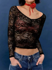 Lace Sheer Long Sleeve T-Shirt - Update AvenueT-ShirtsTrendsi100100873521000100100873521000a8c53dc3 - 777f - 47b6 - bbb2 - 46f6283d86dd - Max - OriginBlack