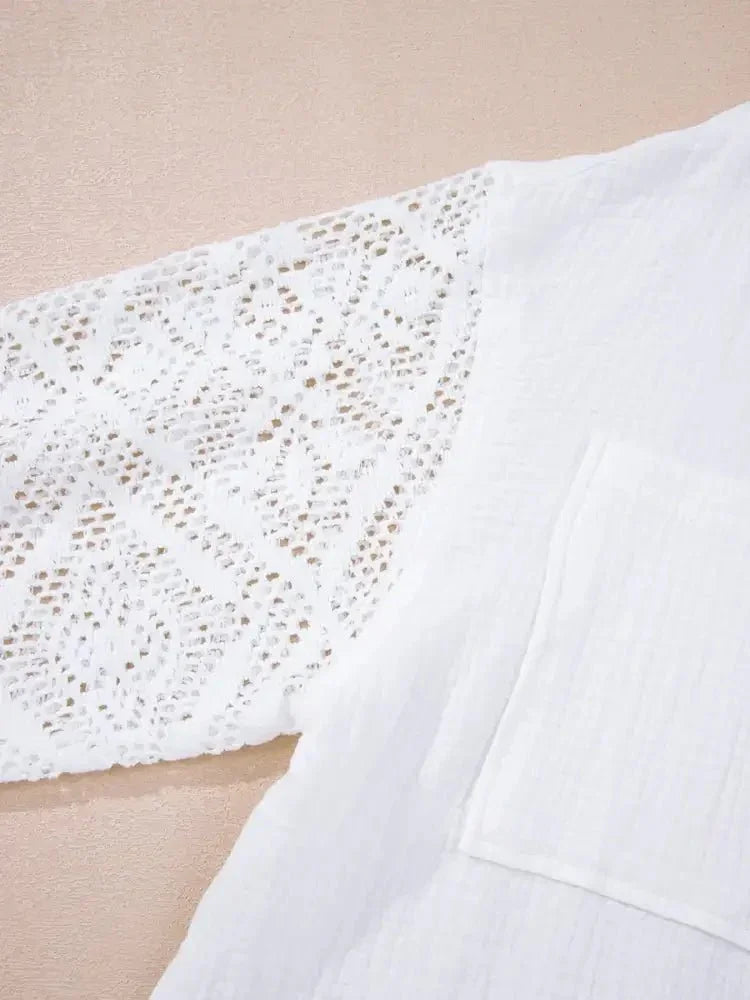 Lace Sleeve Button Down Shirt - Update AvenueTrendsi1001008713476011001008713476019fbb7dd37c124ea0b53a3d2d2e9f5f77 - Max - OriginWhite