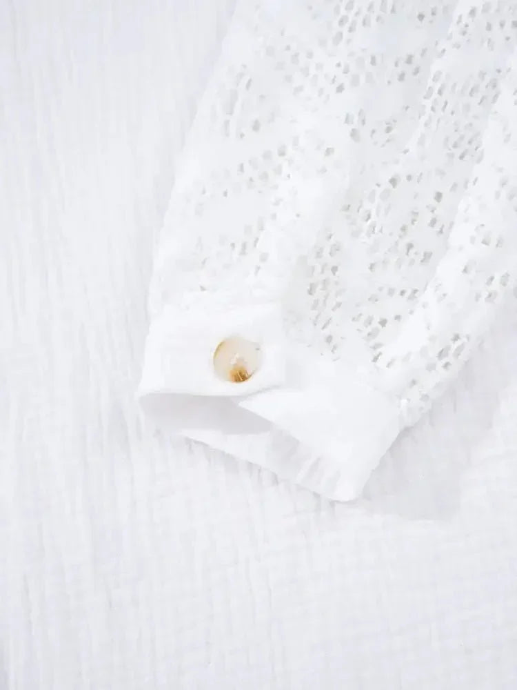 Lace Sleeve Button Down Shirt - Update AvenueTrendsi1001008713476011001008713476012b1a2095ffe048d59cc68eeb4ee74009 - Max - OriginWhite