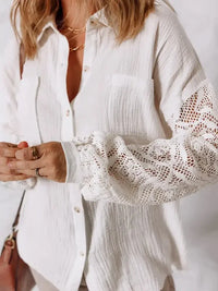 Lace Sleeve Button Down Shirt - Update AvenueTrendsi100100871347601100100871347601a500e00dbdcb433e86886856c9d87b39 - Max - OriginWhite