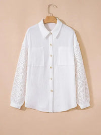 Lace Sleeve Button Down Shirt - Update AvenueTrendsi100100871347601100100871347601ee7920719532491a97fe4b82b2733b33 - Max - OriginWhite