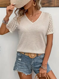 Lace Sleeve V - neck Waffle Knit Top - Update AvenueT-ShirtsTrendsi100100306230624100100306230624f6235adf9afe4d56a9bec2e71ab012b0 - Max - OriginTan