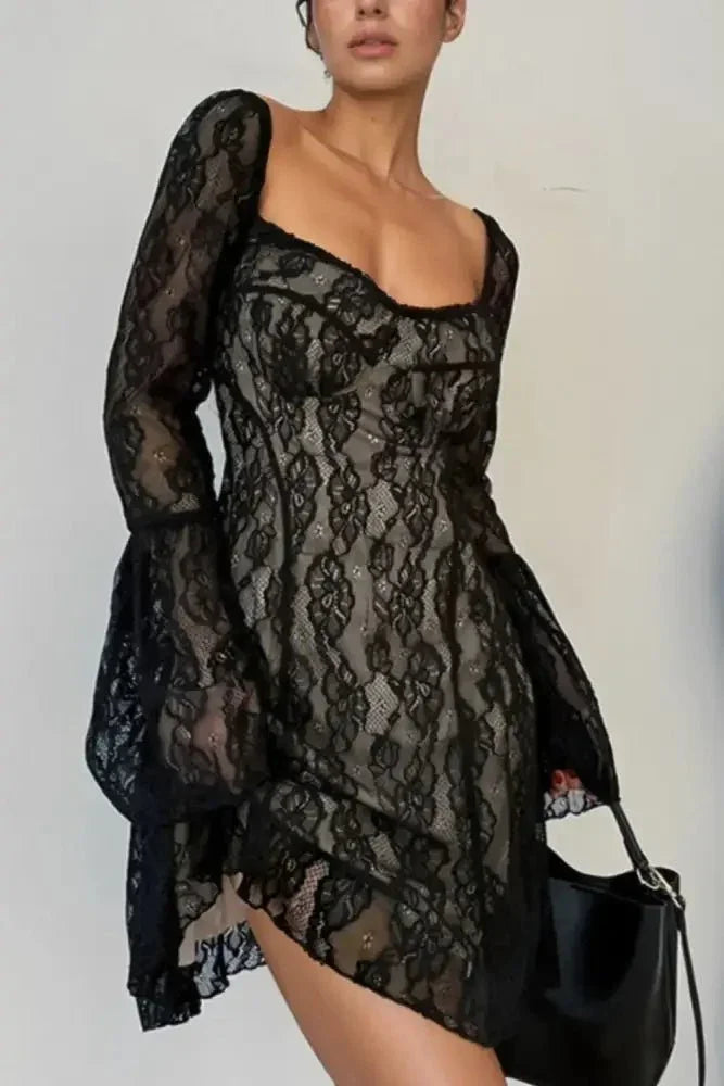 Lace Sweetheart Neck Flare Sleeve Mini Dress - Update AvenueFestival VibesTrendsi1001005015813901001005015813906f20ba1b - 60a8 - 4d93 - 8cf1 - b12c72a54696 - MaxBlack