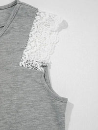 Lace Trim Cross - Front V - Neck Tank Top - Update AvenueTrendsi10010063847187410010063847187462f81e1611724181a92558f48e2da34b - Max - OriginDark Gray