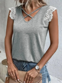 Lace Trim Cross - Front V - Neck Tank Top - Update AvenueTrendsi100100638471874100100638471874878dc942 - 6f55 - 40da - 8aa2 - 124fc9c0c9b7 - Max - OriginDark Gray