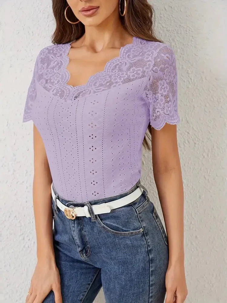 Lace Trim Eyelet Embroidered Summer T-Shirt - Update AvenueT-ShirtsTrendsi10010059468161810010059468161823f58c27562449a7be74b66e47a7b741 - Max - OriginViolet
