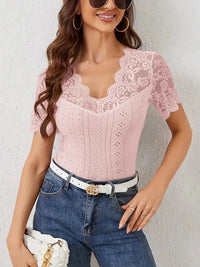 Lace Trim Eyelet Embroidered Summer T-Shirt - Update AvenueT-ShirtsTrendsi1001005946833721001005946833726a0df730e01744858fd823ffce09a169 - Max - OriginPink