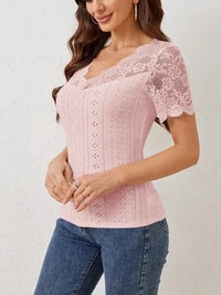 Lace Trim Eyelet Embroidered Summer T-Shirt - Update AvenueT-ShirtsTrendsi1001005946833721001005946833723203ed6da8214f8abac7cfd6f1481748 - Max - OriginPink