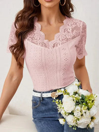 Lace Trim Eyelet Embroidered Summer T-Shirt - Update AvenueT-ShirtsTrendsi1001005946833721001005946833721c0a8c99b6f7495a9f3b579908faac2e - Max - OriginPink