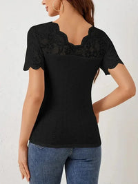 Lace Trim Eyelet Embroidered Summer T-Shirt - Update AvenueT-ShirtsTrendsi100100594687135100100594687135ef4560fe1ab14379ac6a768a97416a6c - Max - OriginBlack