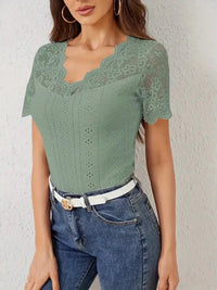 Lace Trim Eyelet Embroidered Summer T-Shirt - Update AvenueT-ShirtsTrendsi10010059468944210010059468944238c38cd3dbb3437d9c8002d906c2f73f - Max - OriginOcean Green