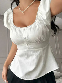 Lace Trim Square Neck Puff Sleeve Top - Update AvenueT-ShirtsTrendsi100100974731921100100974731921af3799f2 - 6a21 - 4067 - 9e7e - 1c19f8b7b470 - Max - OriginWhite